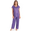 Collections Etc Rose Trim Short Sleeve Pajama Set - 4 of 4