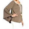 Women's Embroidered Bell Sleeve Knit Top - KORI - 2 of 3