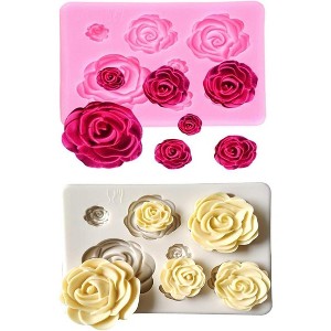 JDICTION 2-PCS Rose Flower Silicone Molds for Cake Decorating, Chocolate, Fondant, Resin Crafts - 1 of 4