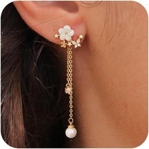 14K Gold Plated Butterfly Dangle Earrings for Women - Dainty, Trendy, CZ Drop Earrings - Simple Long Dangling Jewelry - 1 of 4