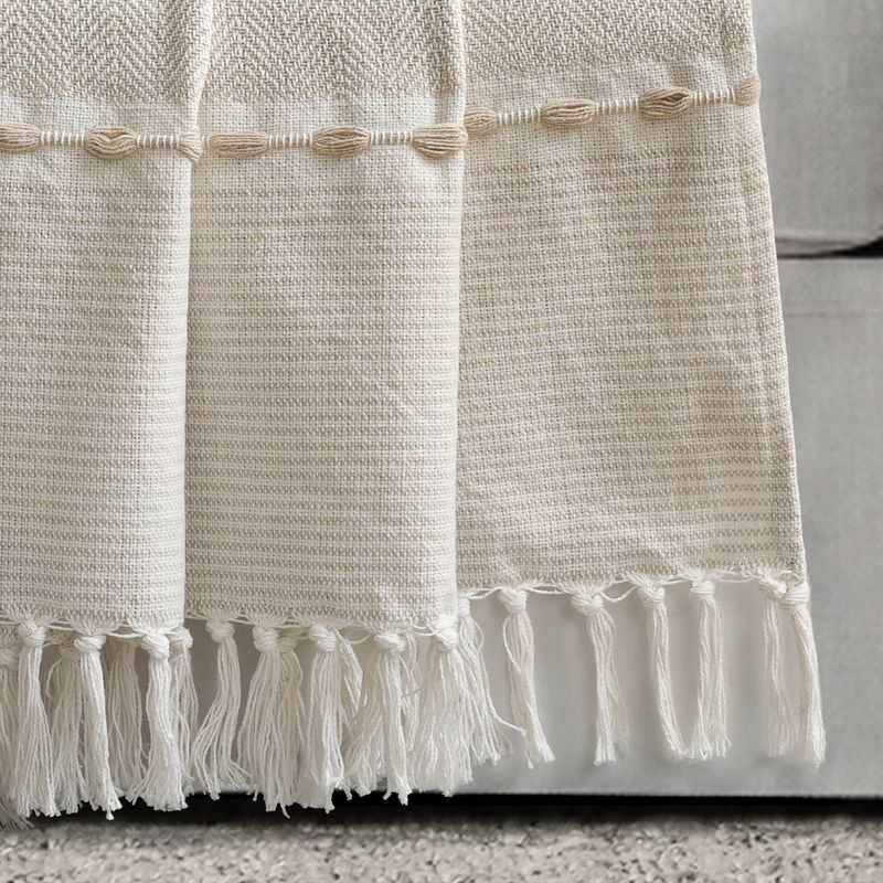 50"x60" Herringbone Striped Yarn Dyed Cotton Woven Throw Blanket with Tassels - Lush Décor, 3 of 10