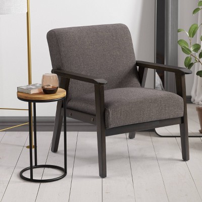 Greyson Mid-Century Charcoal Brown Wood Accent Chair
