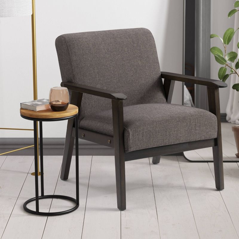 Greyson Wood Armchair Charcoal Brown - CorLiving, 3 of 12