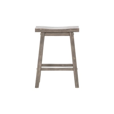 24" Gray Wood Saddle Counter Height Barstool