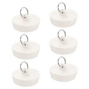 Unique Bargains Rubber Flexible Bathtub Sink Drain Stoppers with Hanging Ring 6 Pcs - 1 of 4