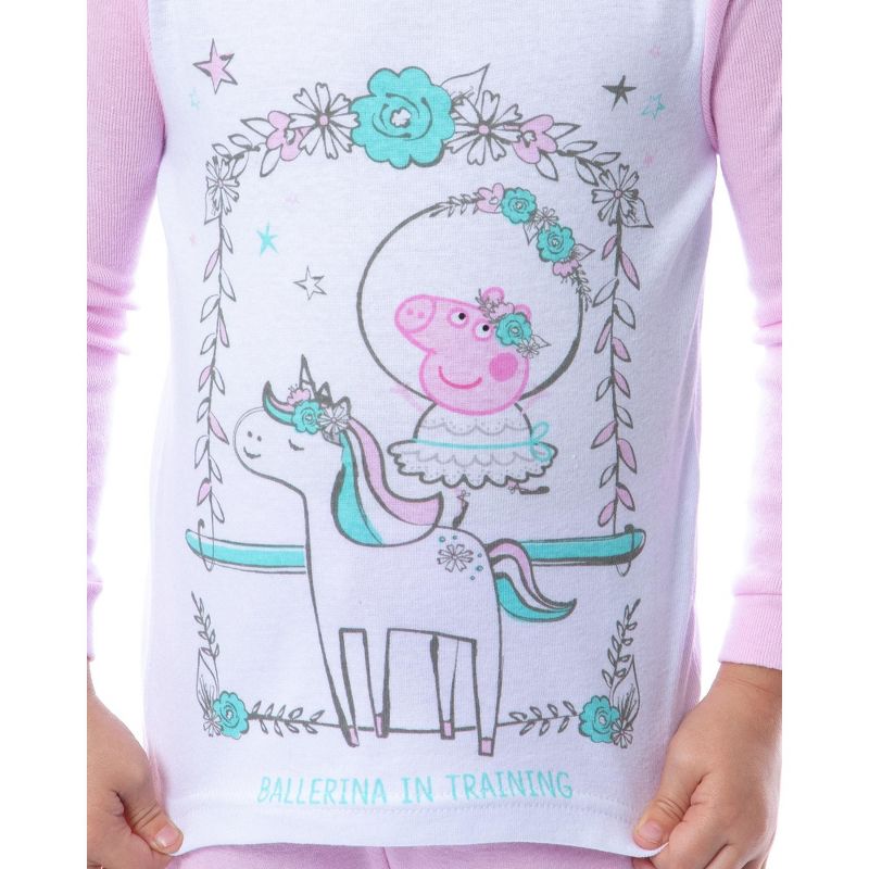 Peppa Pig Toddler Girls' Unicorn 4 Piece Long Sleeve Pajama Set Mix Match, 5 of 8
