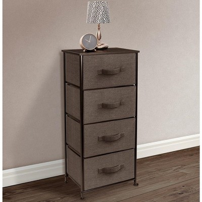 Sorbus Brown 4-Drawer Chest with Steel Frame and Fabric Bins
