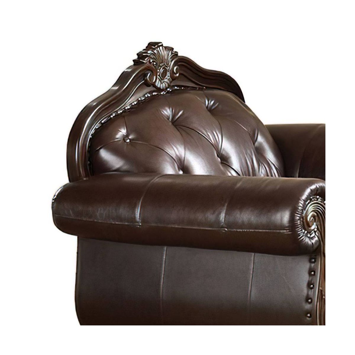 Acme Furniture Anondale Grain Leather Accent Chair Espresso/Cherry - thumbnail 5