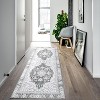 Boho Printed Washable Area Rug, Distressed Foldable Low Pile Carpet, Non Slip Vintage Accent Rug for Living Room Bedroom Office - 2 of 4