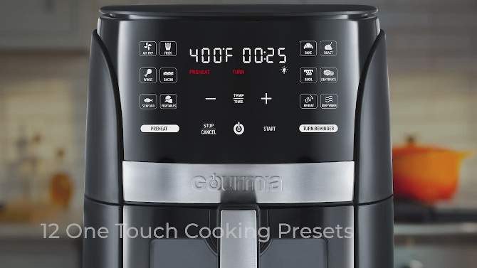 Gourmia 6-Qt Digital Window Air Fryer with 12 Presets &#38; Guided Cooking Black, 2 of 11, play video