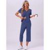 INSPIRE CHIC Womens Capri Pajamas Set Short Sleeve Button Down Sleepwear V Neck Pjs 2 Piece Lounge Set - 2 of 4