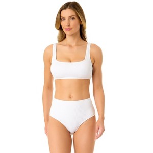 Anne Cole Women's Live In Color Textured Classic Square Neck Bralette Bikini Swim Top - 1 of 4