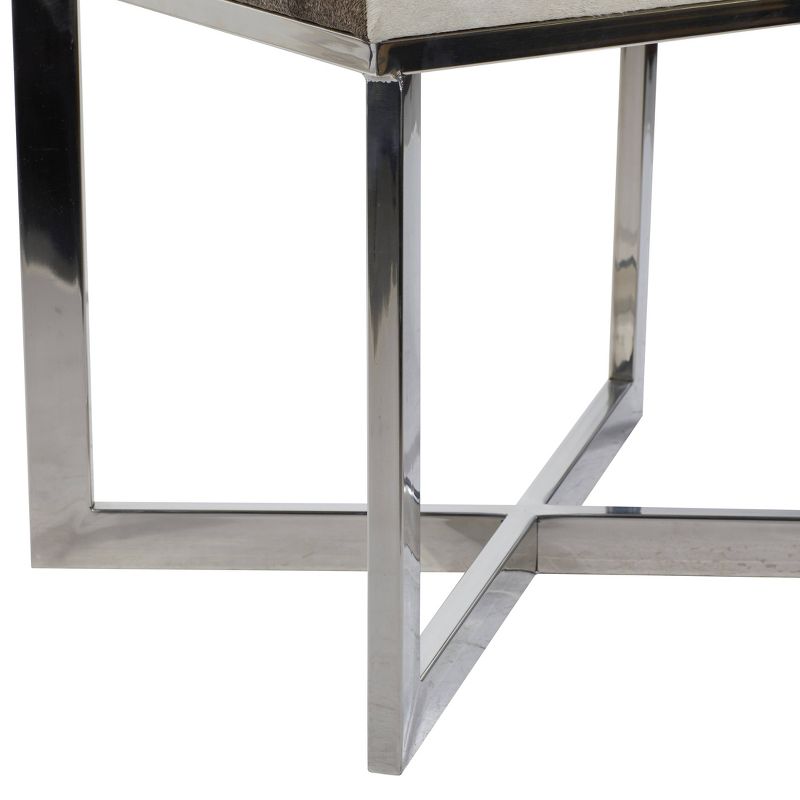 Contemporary Stainless Steel Cowhide Square Stool Silver - Olivia &#38; May, 6 of 28