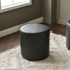 KINWELL Faux Leather Round Upholstered Footstool PU Ottoman, 18" x 18 - 3 of 4