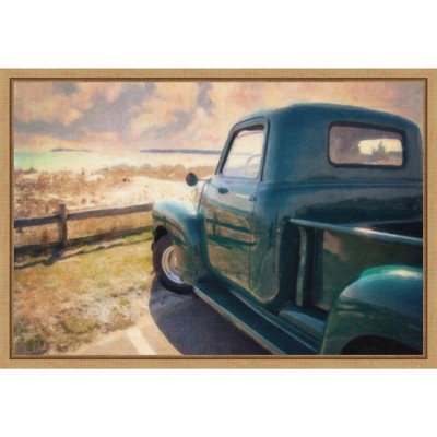 Great Ride Great View Framed Canvas Wall Art in Sylvie Maple