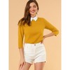 INSPIRE CHIC Women's 3/4 Sleeves Contrast Collar Blouse Tops - 3 of 4