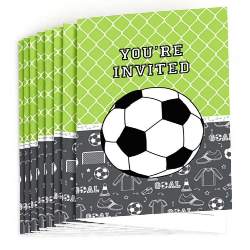 Big Dot of Happiness Goaaal - Soccer - Fill-in Baby Shower or Birthday Party Invitations (8 Count), 2 of 7