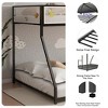Lirago Twin Full Bunk Bed Metal with White Mesh Guard Rail for Kids and Adults Low Profile Easy Climbing Stable Ladder Durable Square Tube Frame Black - 3 of 4