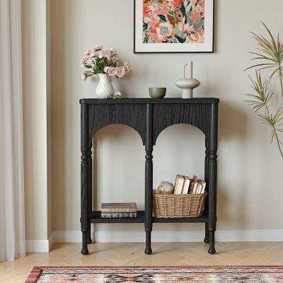 Black Solid Wood Entryway Console Table