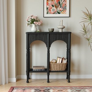 Black Solid Wood Entryway Console Table - 1 of 4