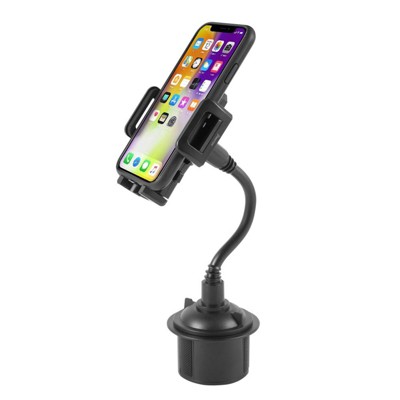 Insten Car Cup Cell Phone Holder & Universal Mount with Long Arm Compatible with iPhone 13/Pro/Max/Mini/12/11, Samsung Galaxy Android, Black