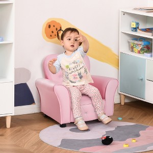 Whisen Kids Sofa, Upholstered Sofa Chair & Couch with Diamond Buttons, Solid Wood Frame - Pink - 1 of 4