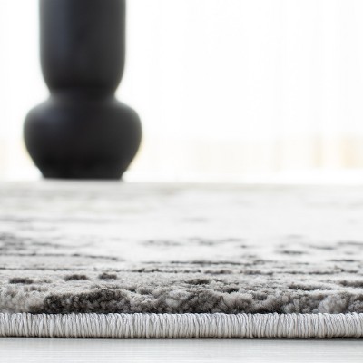 Grey and Green Abstract Hand-knotted 4' x 6' Area Rug