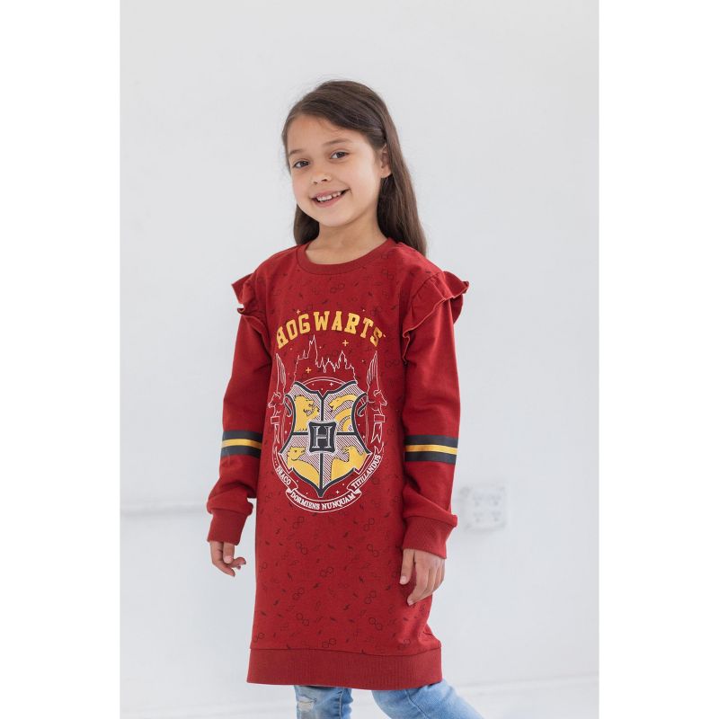 Harry Potter Gryffindor Hufflepuff Ravenclaw Girls French Terry Sweatshirt Dress Little Kid to Big Kid, 2 of 9