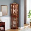 70" Corner Display Curio Cabinet, Glass Corner Cabinet with 6 Adjustable Shelves, Bar and Liquor Storage Cabinet for Kitchen Living Room Office - 2 of 4