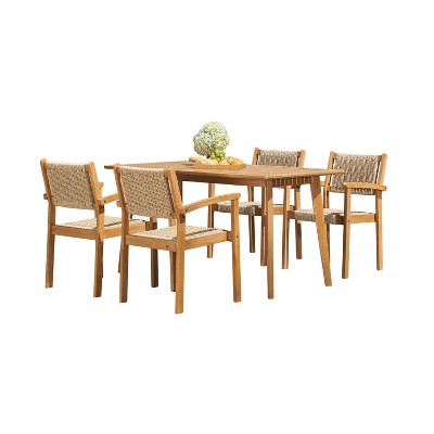 Chesapeake 5pc Outdoor Natural Wood Dining Set - Vifah