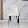 Set of 2 Modern White PU Upholstered Dining Chairs with Curved Back, Stylish Armchairs for Kitchen or Dining Room-Panipeachy - 2 of 4