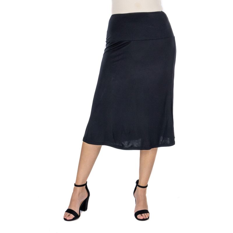 24seven Comfort Apparel A Line Elastic Waist Knee Length Skirt, 1 of 5