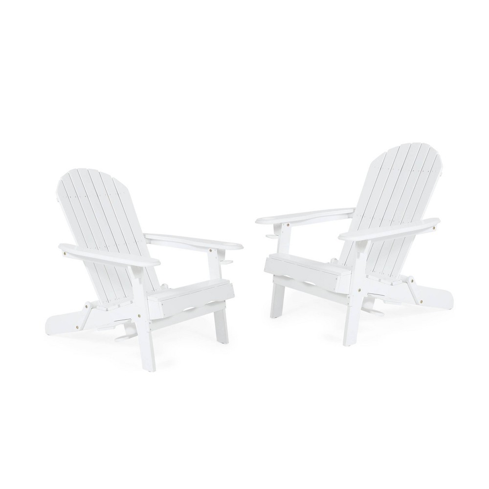 Photos - Garden Furniture 2pk Bellwood Outdoor Acacia Wood Folding Adirondack Chairs with Cup Holders - Christopher Knight Home