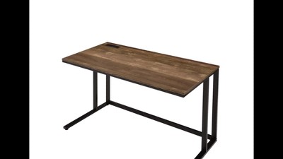 Walnut and Black Adjustable Height Writing Desk with USB Port