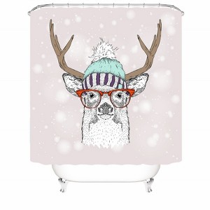 Deer Wearing A Hat Shower Curtains for Bathroom Waterproof Fabric Bath Curtain Durable Soft Stylish Bathroom Decor 72x72 Inch - 1 of 1
