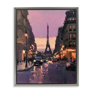 Stupell Industries Twilight in Paris Streets Floating Frame Canvas Art, Gray, 17" x 21" - 1 of 4