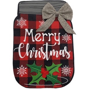 Briarwood Lane Christmas Mason Jar Burlap House Flag Checkered Holly Berries 28" x 40" - 1 of 4