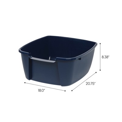 Jumbo Navy Blue High-Sided Cat Litter Box with Scoop