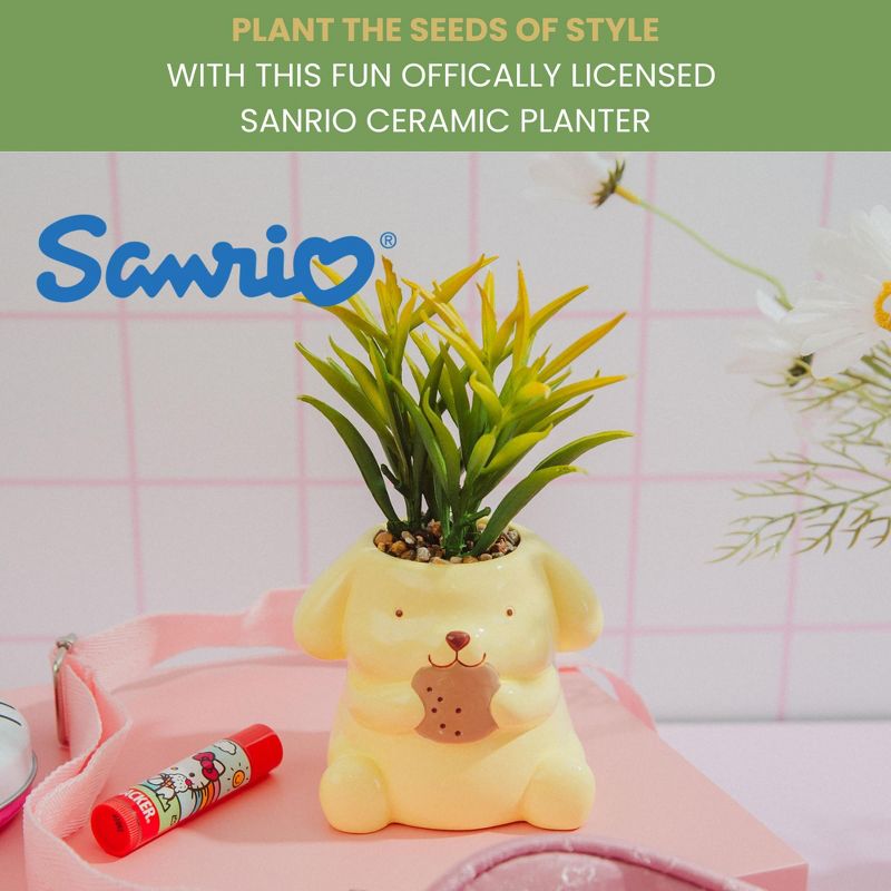Silver Buffalo Sanrio Pompompurin 3-Inch Ceramic Mini Planter With Artificial Succulent, 4 of 10