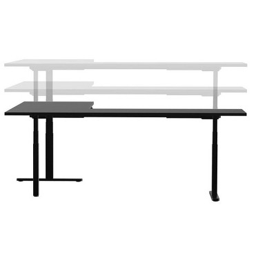 L-Shaped Triple Motor Adjustable Black Sit-Stand Desk