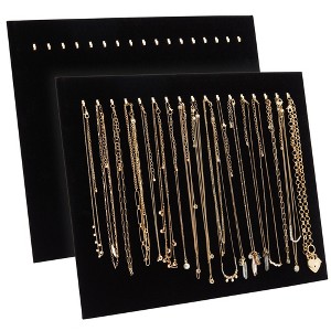Genie Crafts Genie Crafts 2-Pack Jewelry Display for Selling - Velvet Necklace Holder Stand, Organizer for Retail (17 Hooks, Black) - 1 of 4