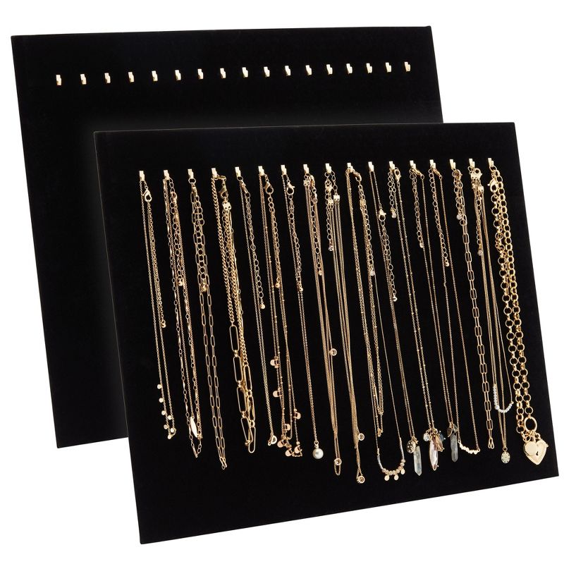 Genie Crafts Genie Crafts 2-Pack Jewelry Display for Selling - Velvet Necklace Holder Stand, Organizer for Retail (17 Hooks, Black), 1 of 9