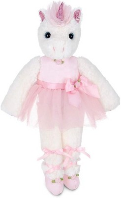 Bearington Dreamer White Plush Unicorn Stuffed Animal Ballerina In