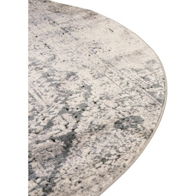 Gray Round Medallion Easy Care Stain-Resistant Rug