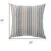 20" X 20" White Blue Gray And Tan 100% Cotton Striped Zippered Pillow - 3 of 4