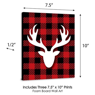 Multicolored Buffalo Plaid Reindeer Christmas Wall Art Set