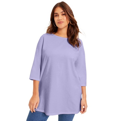 June + Vie By Roaman's Women’s Plus Size Boatneck One + Only Tunic, 26/ ...