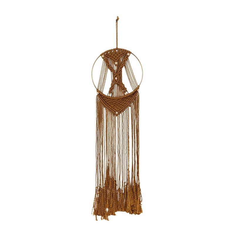 39&#34; x 10&#34; Fabric Macrame Handmade Intricately Weaved Wall Decor with Beaded Fringe Tassels Brown - Olivia &#38; May, 2 of 7