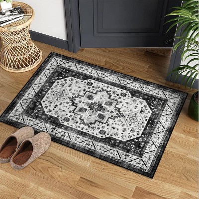 Acekool Vintage Area Rug - Soft 2x3 Non-Slip Carpet for Kitchen & Bedroom