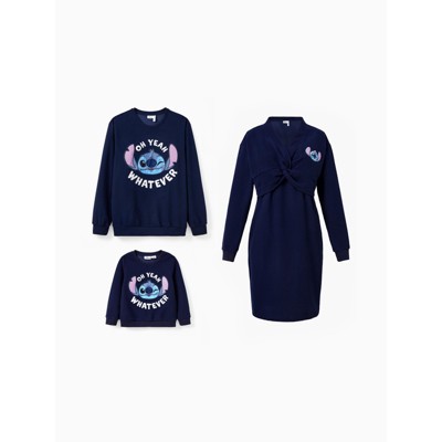 PATPAT Disney Stitch Family Matching Outfits Character Embroidered Knotted Dress/Sweatshirt